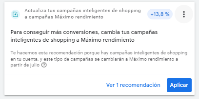 nueva campaña performance max google ads